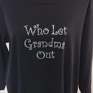Isaac's Design Blk XL Bedazzled Shirt for a Fun Grandma Soft Quality Tee